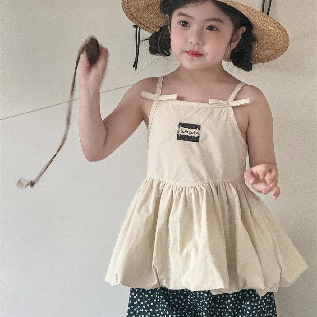 女童吊带背心2025夏季韩国童装韩版法式吊带薄款宽松女童娃娃衫