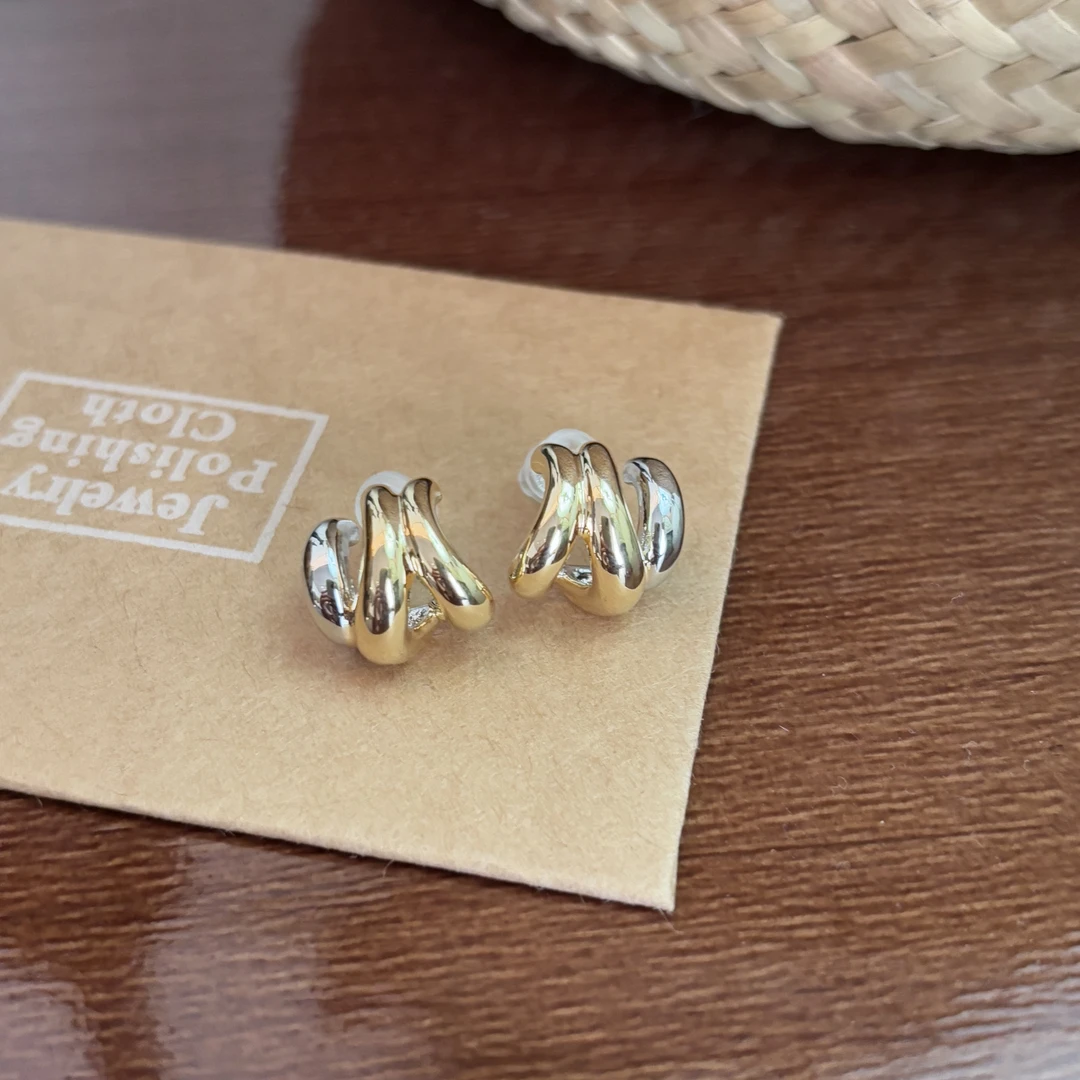 合金硅胶耳饰 julia姐姐】三层金银环绕耳扣