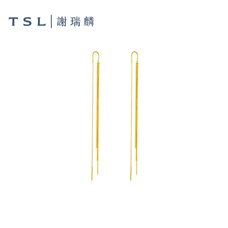 TSL/谢瑞麟计价足金流苏长款耳线黄金蛇骨耳饰生日礼物送女友