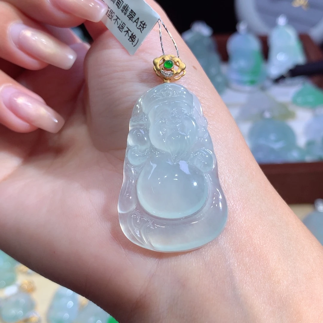 吊坠(不含链)18K金镶嵌翡翠