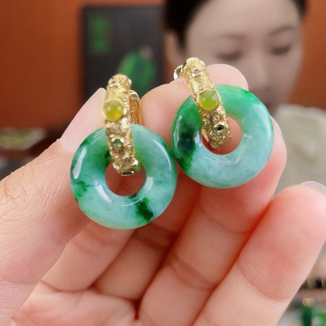 翡翠未镶嵌耳饰饰品