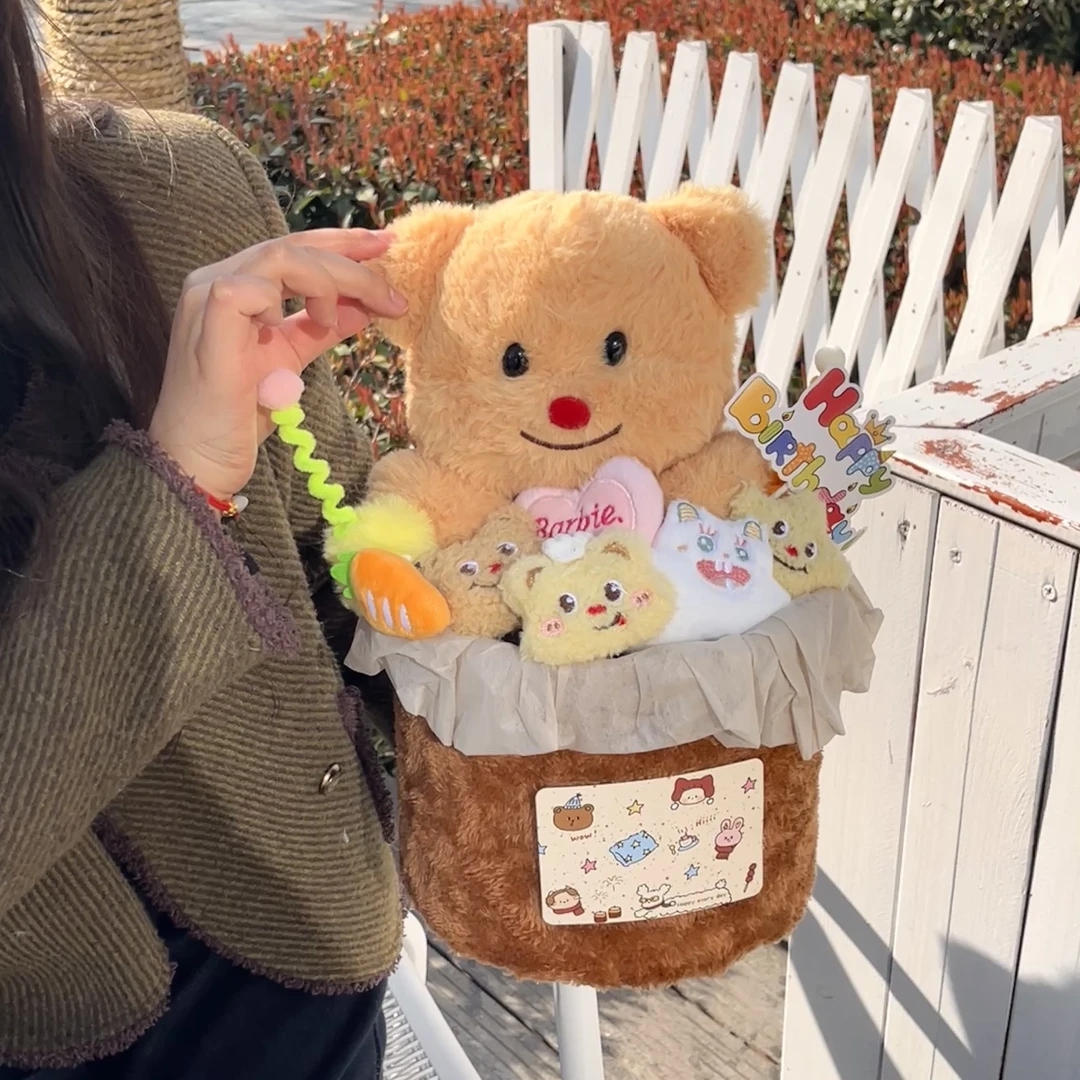 黄油小熊玩偶抱抱桶花束成品卡通花公仔手捧花创意成人礼毕业礼物