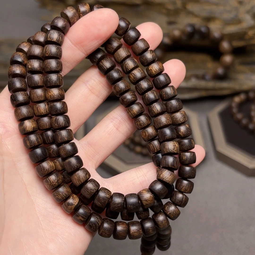 沉香手串越南富森红土玉化瘤疤0.6×0.8×108