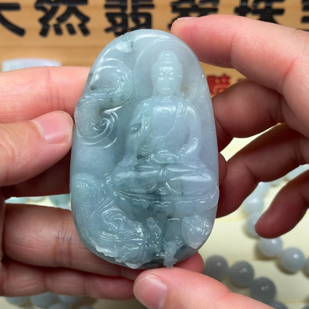 定制翡翠未镶嵌御龙阿弥陀佛