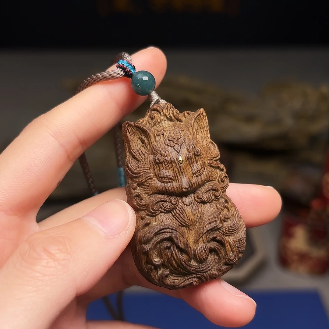 沉香吊坠达拉干沉香凤九雕刻牌子配饰