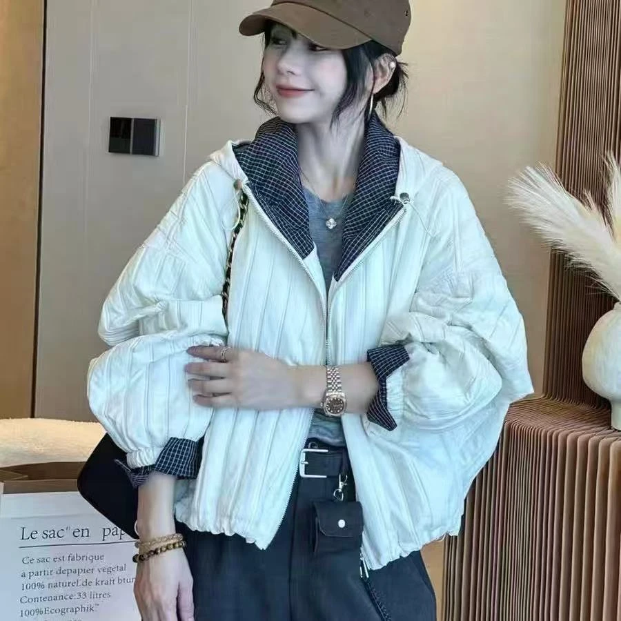 胖胖家*7132新款连帽百搭显瘦大版棉服