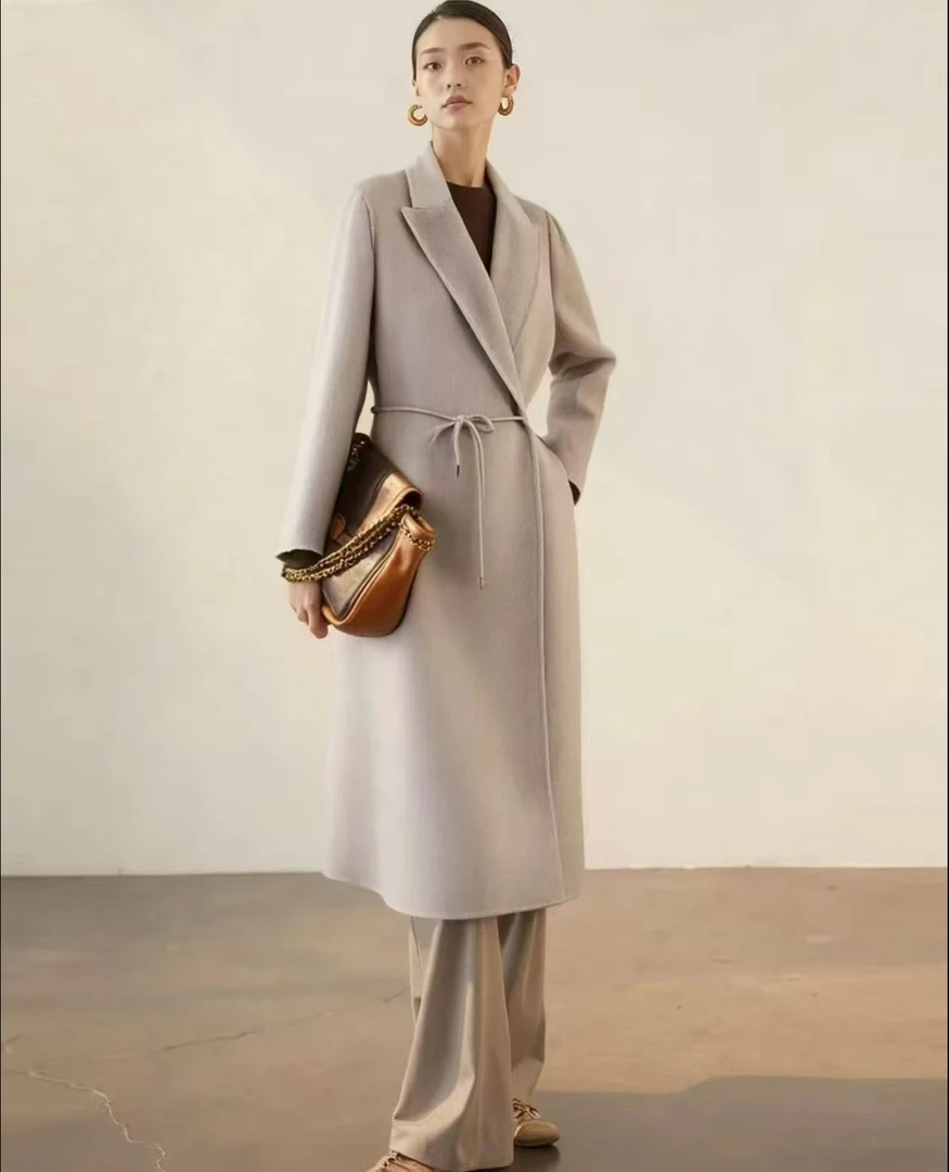 6084时尚韩版中长款气质毛呢大衣klg