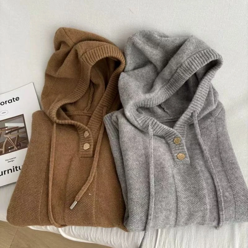 1120 春装新款 毛衣 连帽女套头针织衫上衣