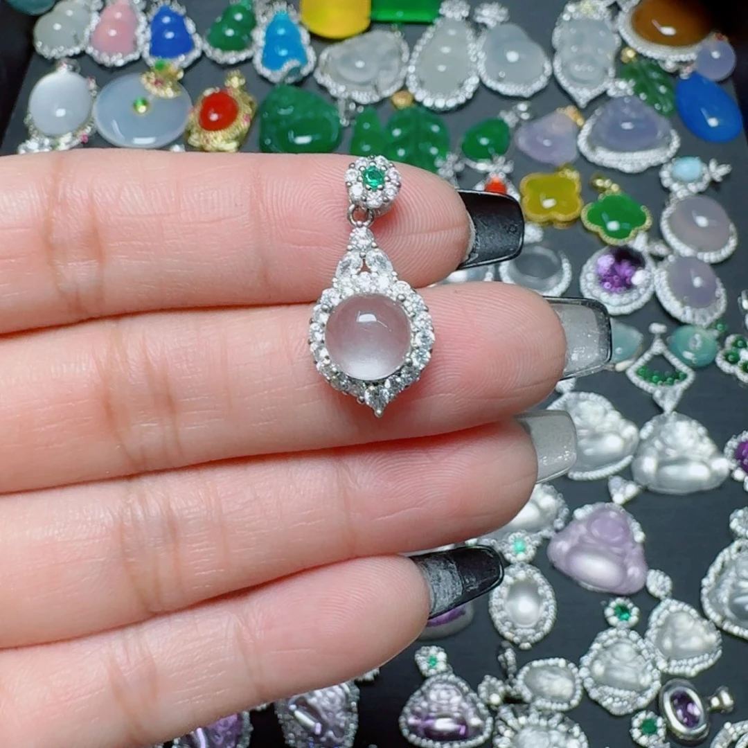 吊坠(不含链)银S925镶嵌石英质玉