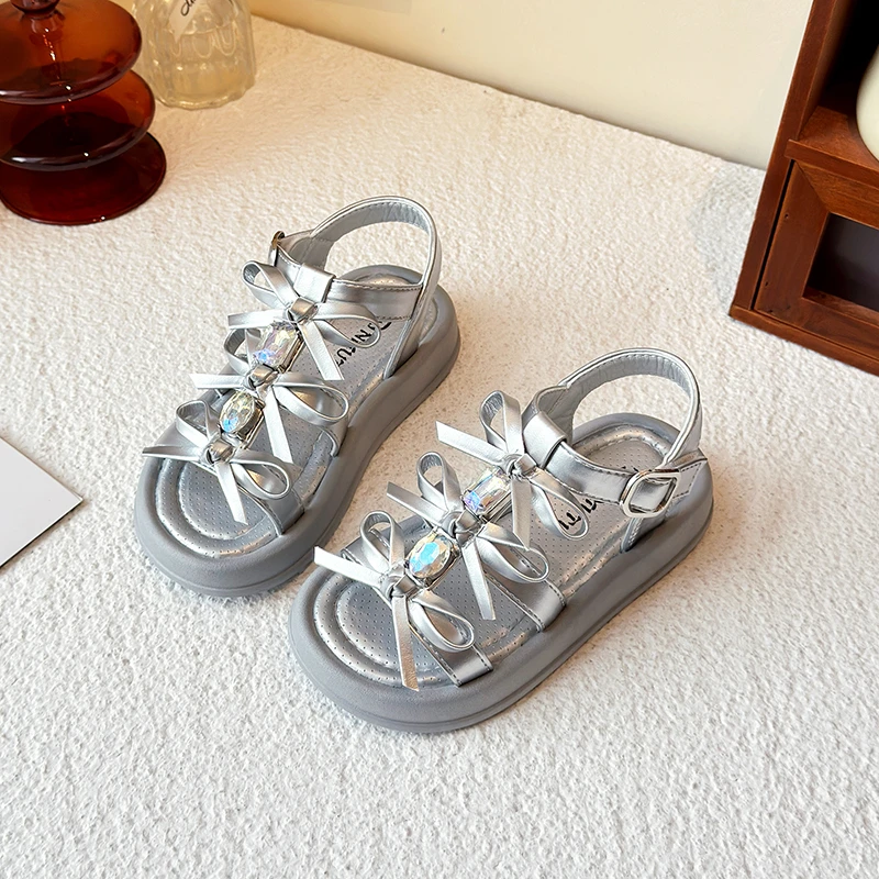 儿童公主鞋女童凉鞋2025年夏季新款时尚小女孩蝴蝶结沙滩鞋休闲鞋