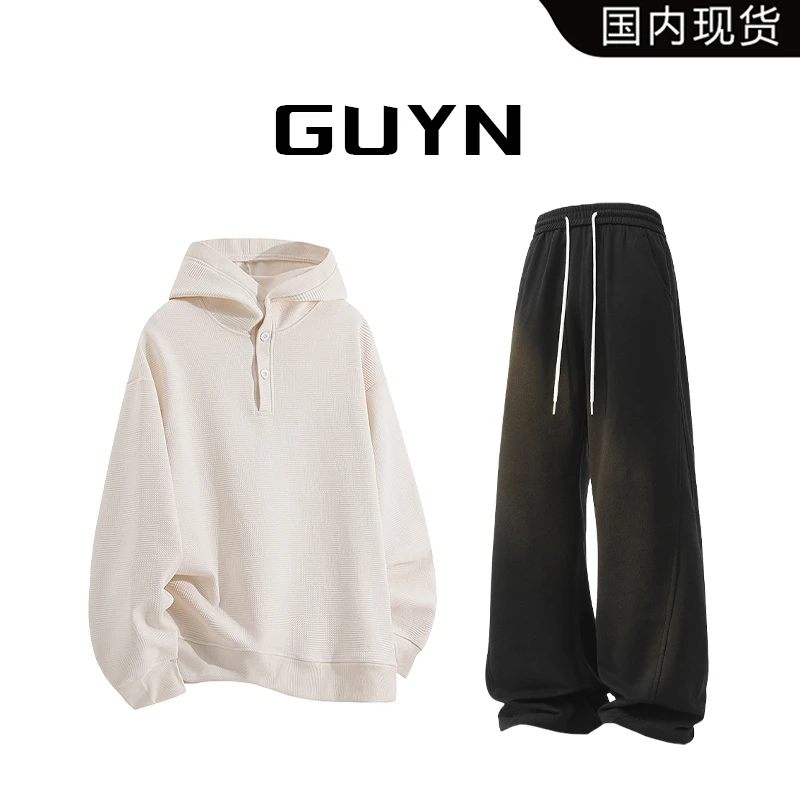 【品牌现货】GUYN春秋季连帽卫衣新款套头衫百搭男春秋男士韩版卫衣