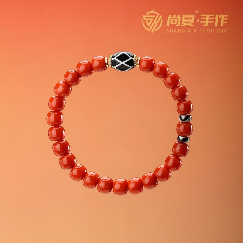 尚夏8MM瓦西南红老型手串原矿无外裂