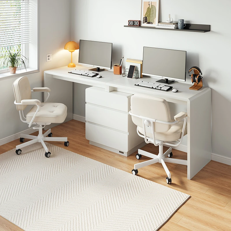 QY全友家居奶油风可伸缩功能家用书房双人单人可变换书桌126385