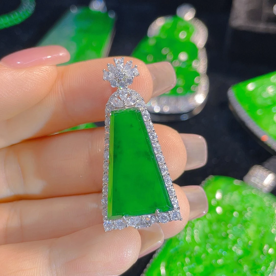 翡翠银S925镶嵌颈饰天然