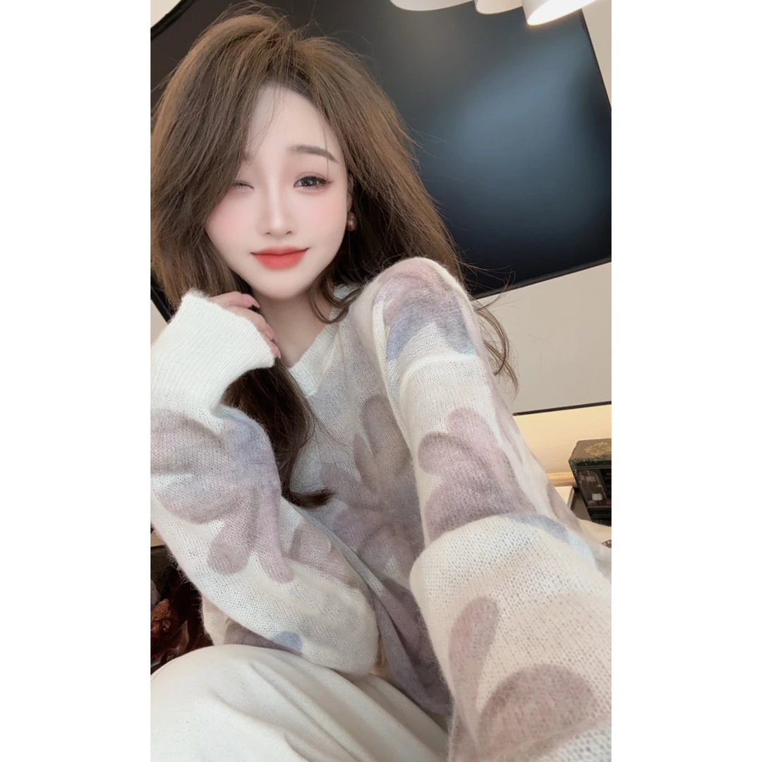 【陈陈私服】慵懒温柔软糯羊驼毛毛衣减龄显白长袖针织衫25100905