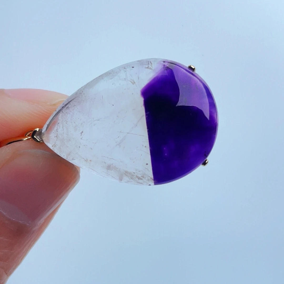 水晶珠宝半成品银S925镶嵌天然保真紫超七
