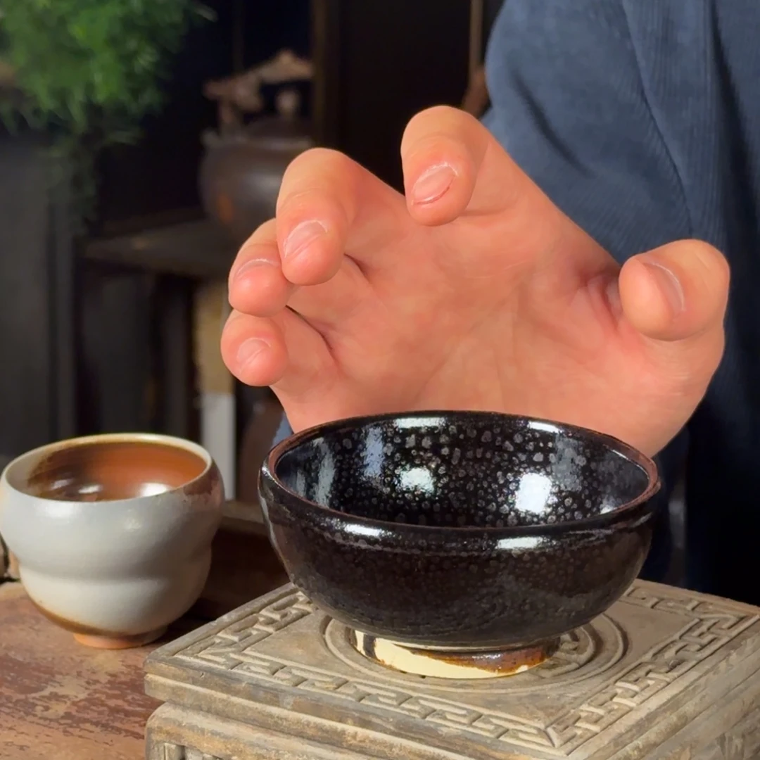 平阳窑手作黑釉油滴盏