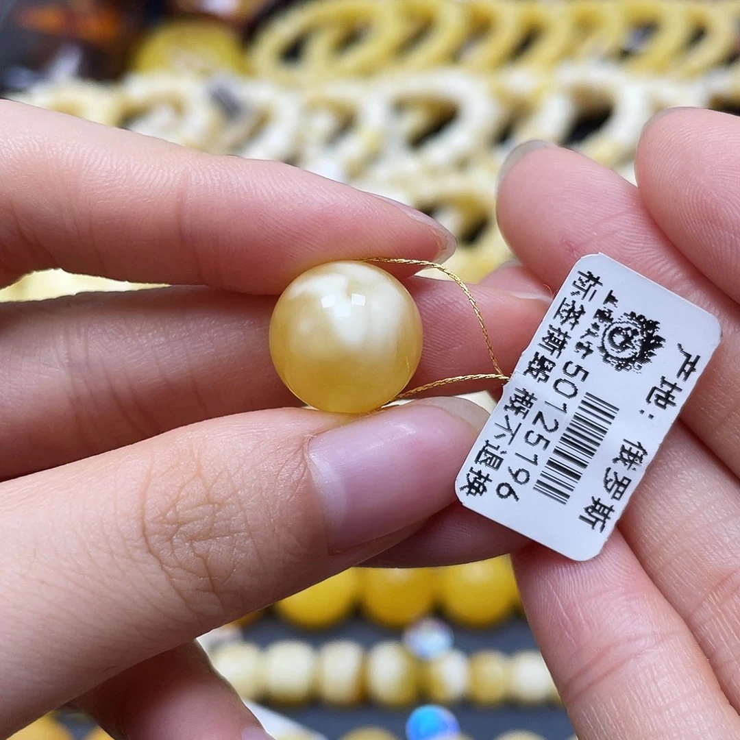 未镶嵌蜜蜡裸石圆珠14mm