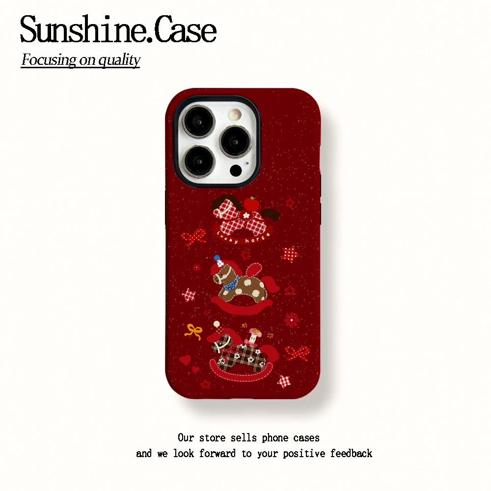 菲林二合一适用苹果华为vivo小米oppo手机壳可爱木马17PRO/16