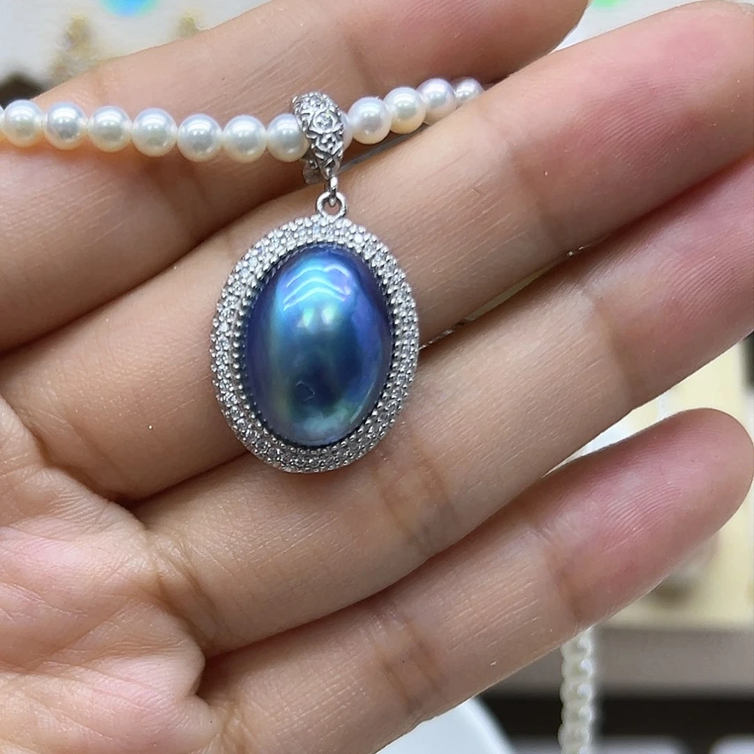 淡水珍珠银S925镶嵌颈饰用****718