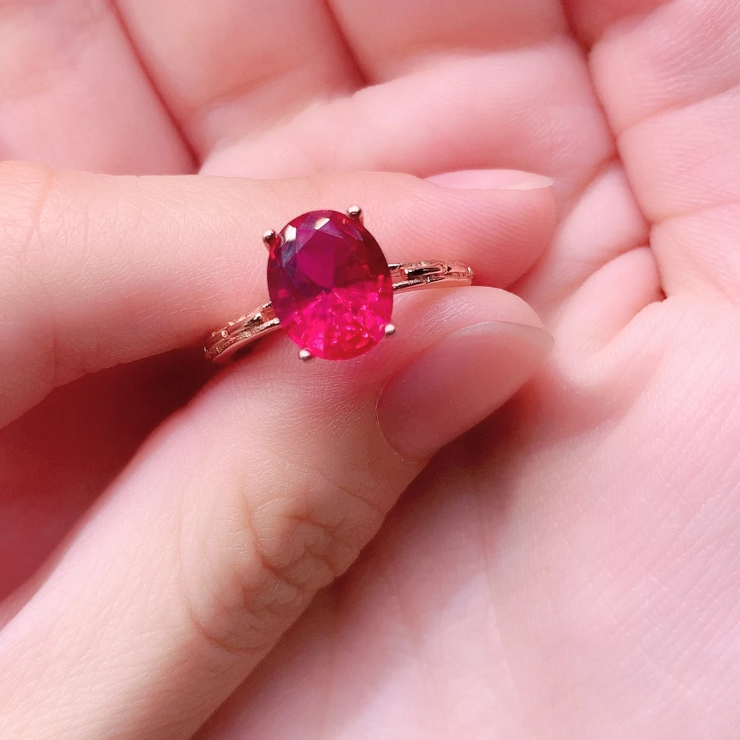 银S925镶嵌戒指红宝石