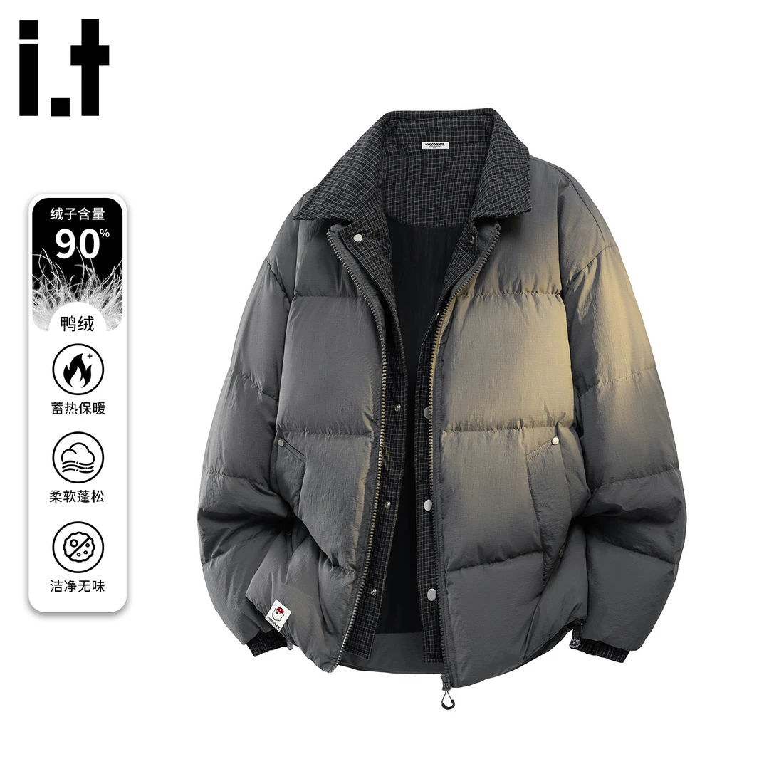 i.t:CHOCOOLATE轻薄90羽绒服男士2025秋冬款假两件加厚保暖面包服