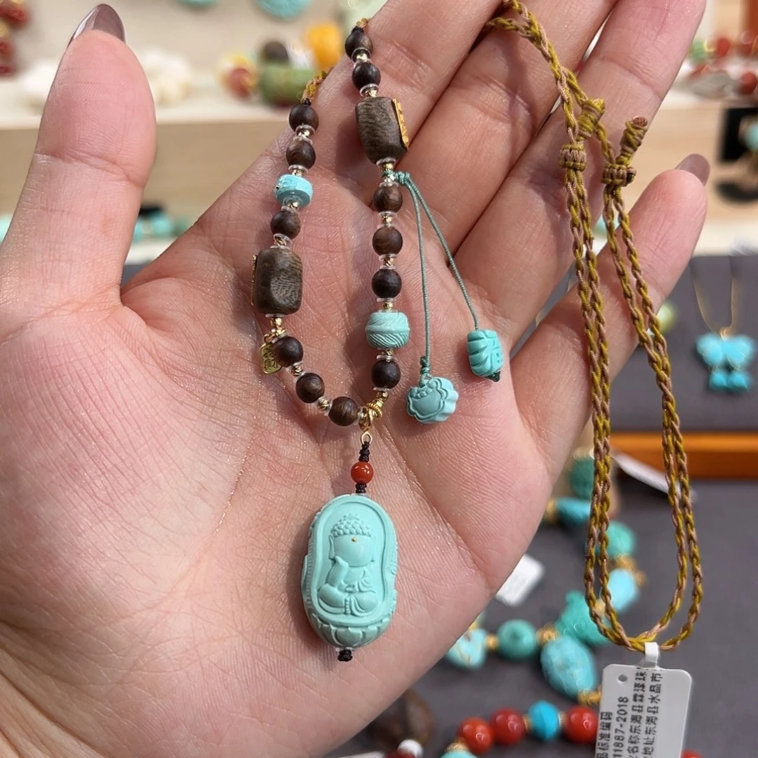 绿松石18K金镶嵌套链无相宝宝佛套链