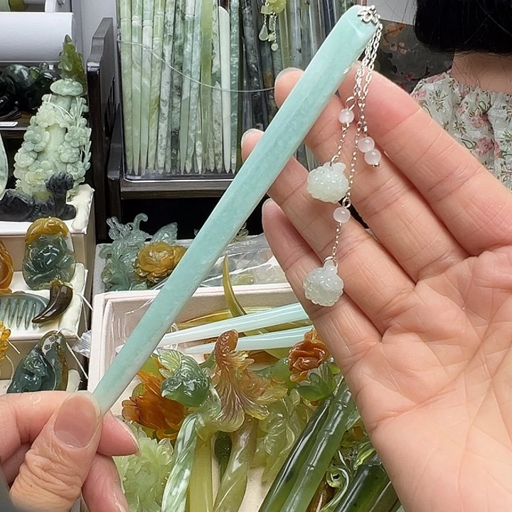 蛇纹石玉未镶嵌发簪微瑕 不退不换