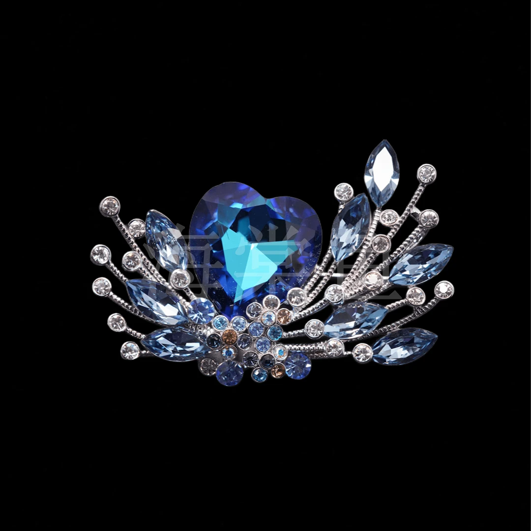 铜合金仿水晶胸针 时尚气质百搭蓝色海洋之穗胸针5234