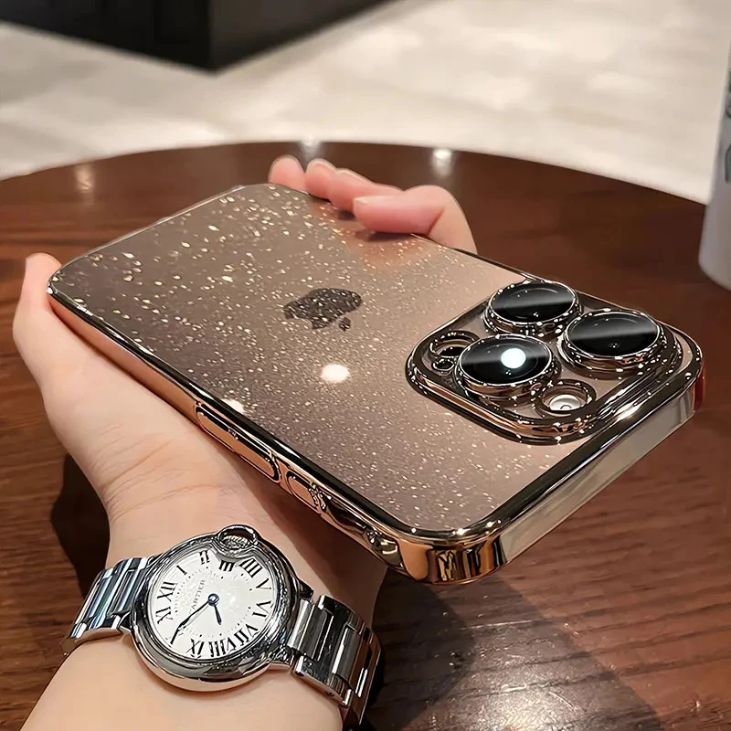 简约星空闪粉壳适用于苹果16ProMax/iPhone14电镀1312带镜头膜15