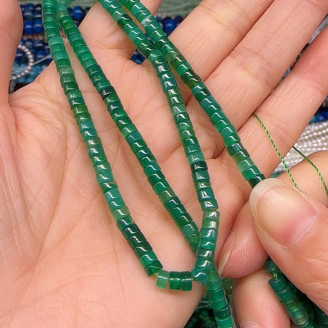玛瑙/玉髓合金珠宝半成品绿玛瑙4mm隔片一条