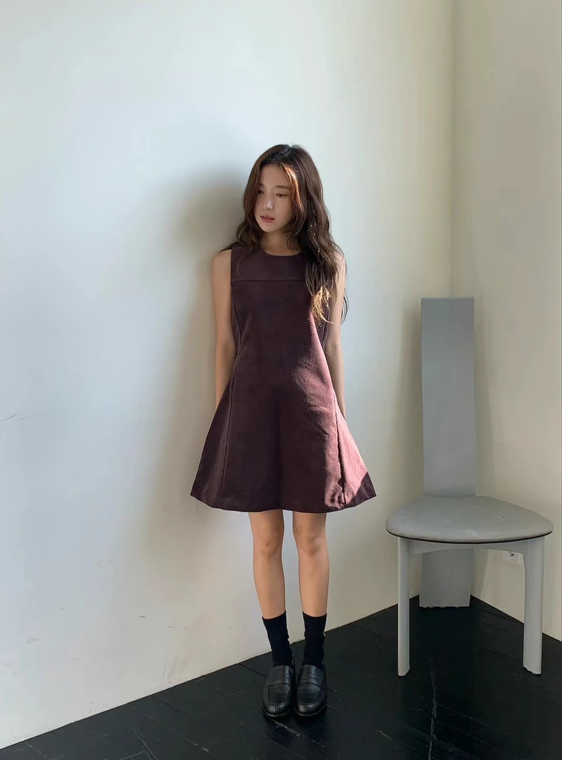 JUJU 【东大门】棕色灯芯绒半身裙