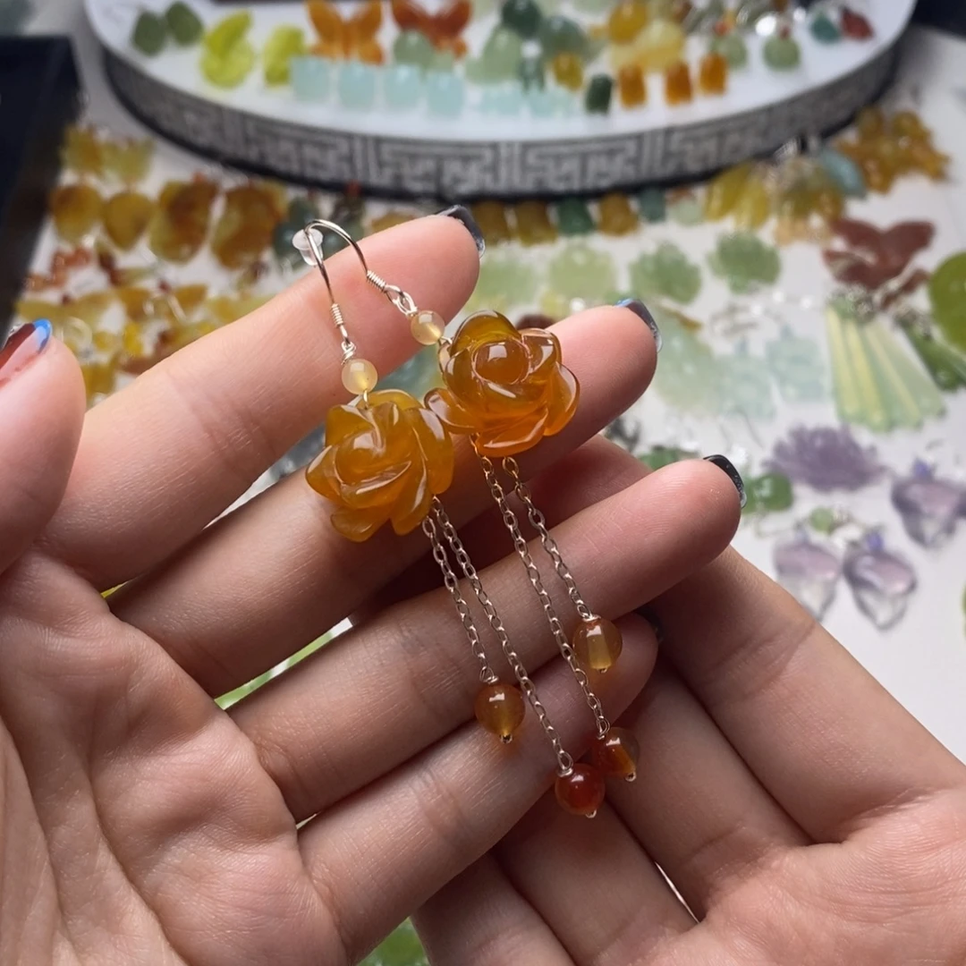 蛇纹石玉合金耳饰/颈饰