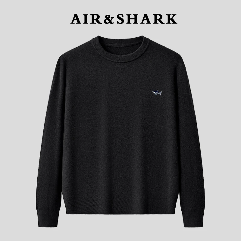 AIR SHARK/鲨鱼2025新款针织毛衣纯色打底衫秋冬圆领内搭毛衣保暖