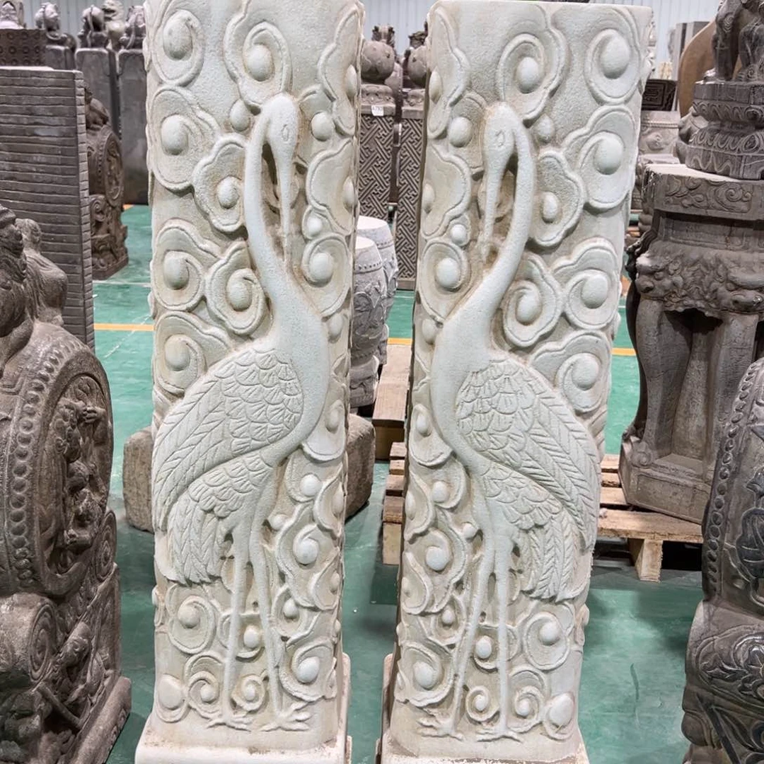 天然汉白玉，竞拍不包邮，石柱一对