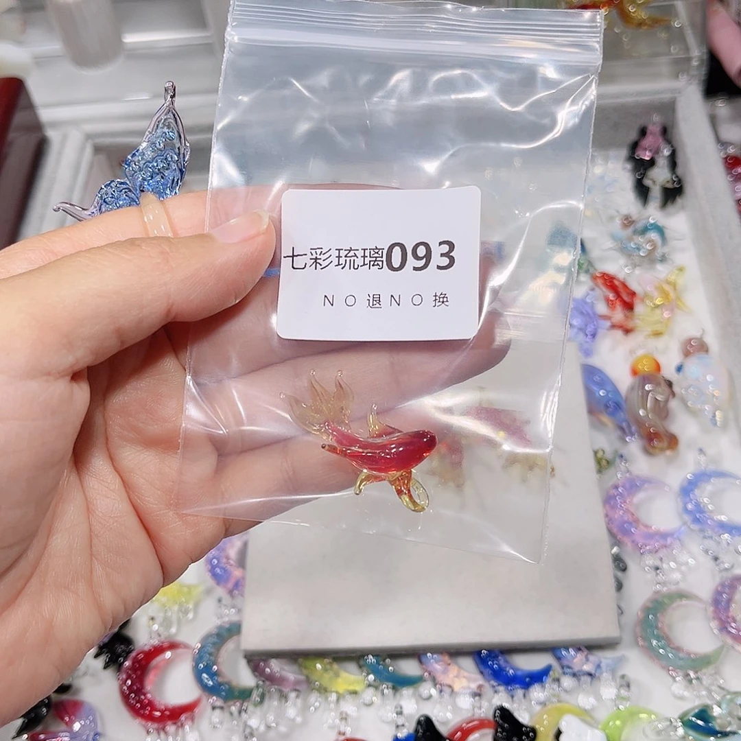 玻璃吊坠(不含链)93金红锦鲤