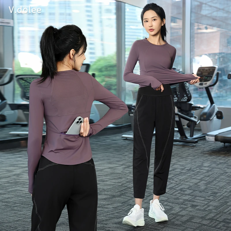 【两件套】秋季跑步运动套装女士晨跑服速干显瘦时尚健身瑜伽服1423