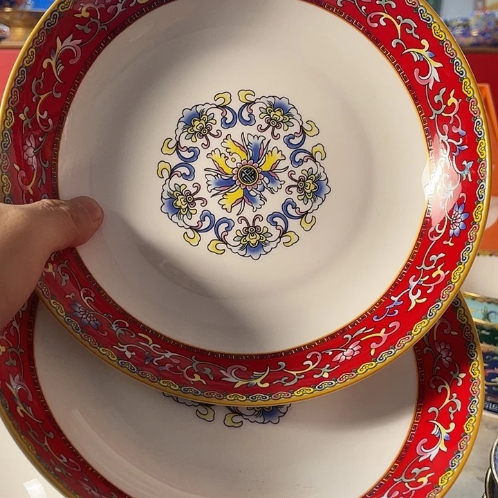 陶红色8英寸深盘2个……………………