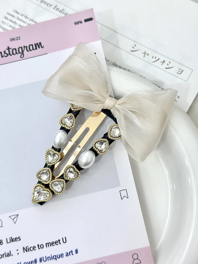 韩版东大门定制款原创设计气质时尚可爱蝴蝶结水钻发卡（单支）BB98