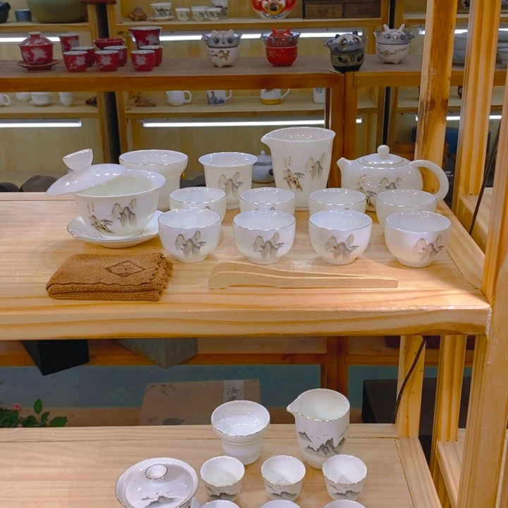 【不止】羊脂玉瓷茶具套装
