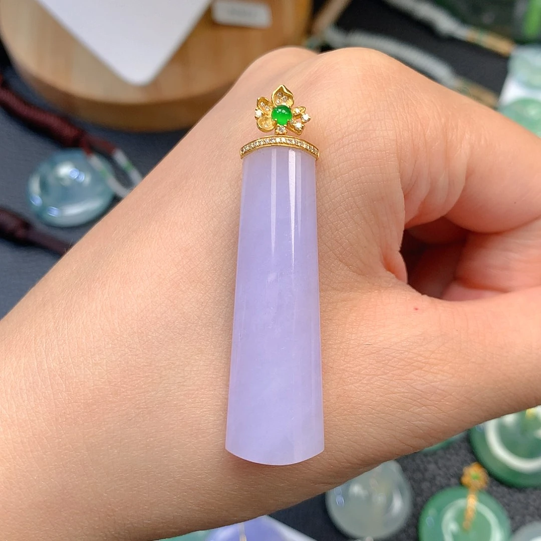吊坠(不含链)18K金镶嵌翡翠翡翠