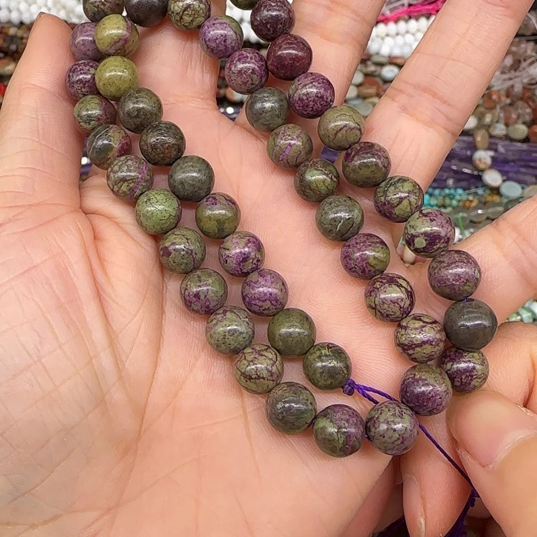 玛瑙/玉髓合金珠宝半成品紫苏石8mm一条