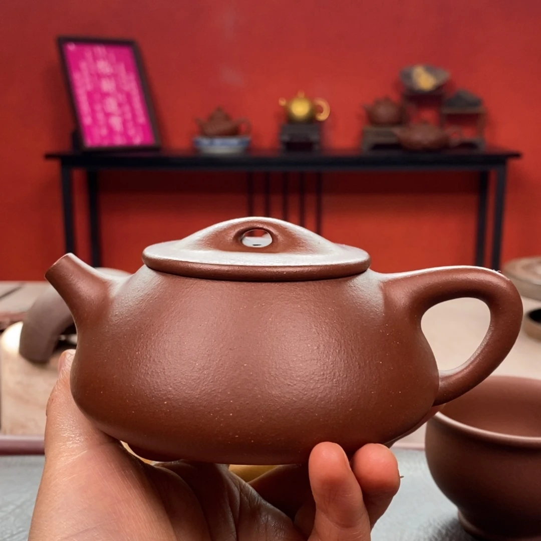 紫砂茶壶底槽清景舟石瓢260cc全手➕底槽清杯子