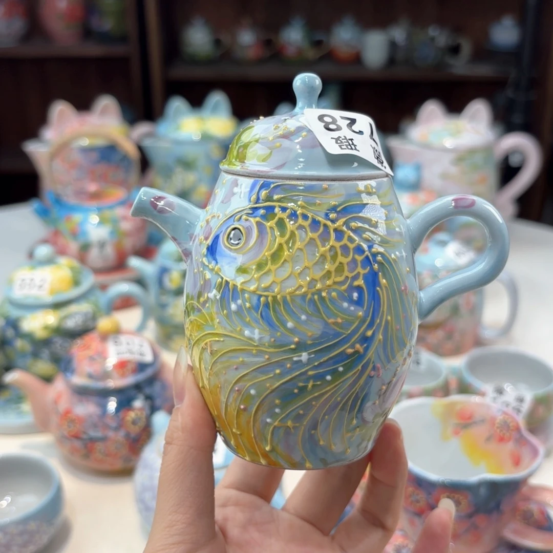 景德镇手绘高温釉下彩陶瓷茶具