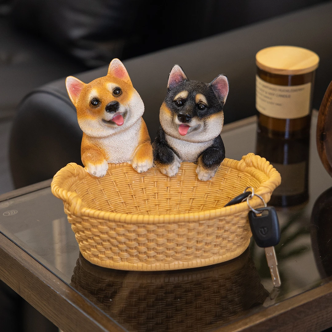 乔迁搬家新房装饰品网红入户玄关鞋柜小狗钥匙收纳摆件家居工艺品