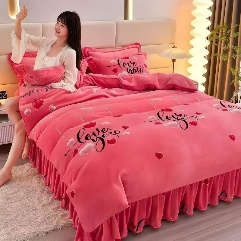 冬季加厚牛奶绒被套双面绒单被罩保暖绒被罩珊瑚加绒单双人防静电