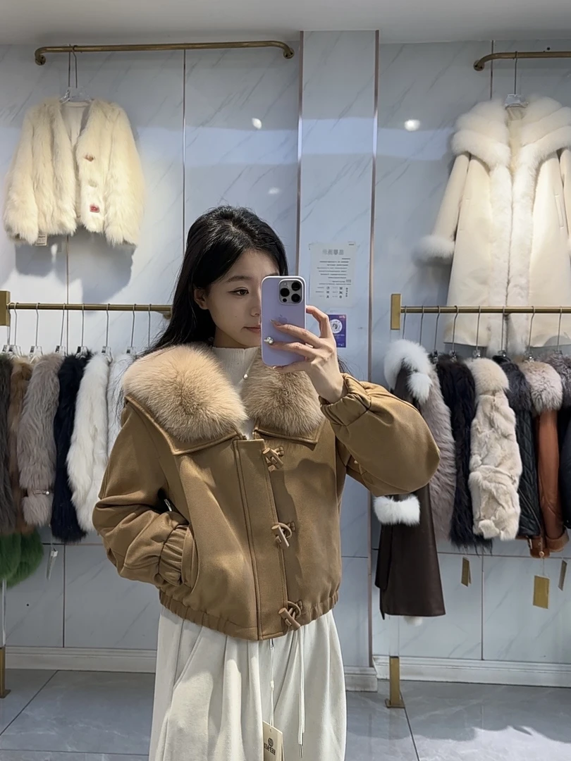 【1号店】短款麓皮绒➕鹅绒➕狐狸毛