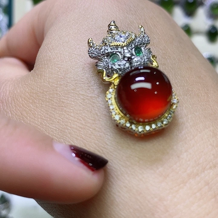 石榴石吊坠银S925镶嵌婉*