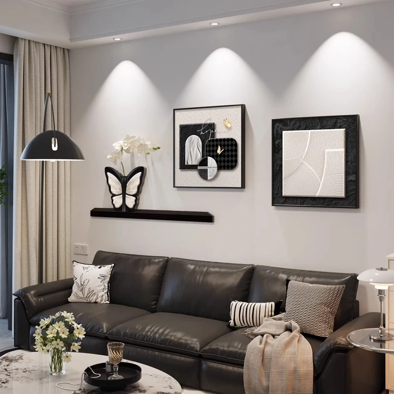 简约现代客厅装饰画高级感法式沙发背景墙挂画艺术小众抽象肌理画