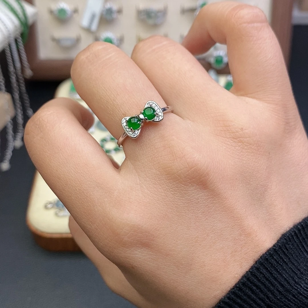 翡翠银S925镶嵌戒指